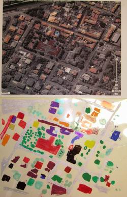 Immagine dal satellite del quartiere rielaborata dal bambino