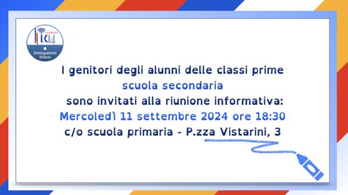 Invito per riunione informativa classi prime scuola secondaria R. Gavazzi